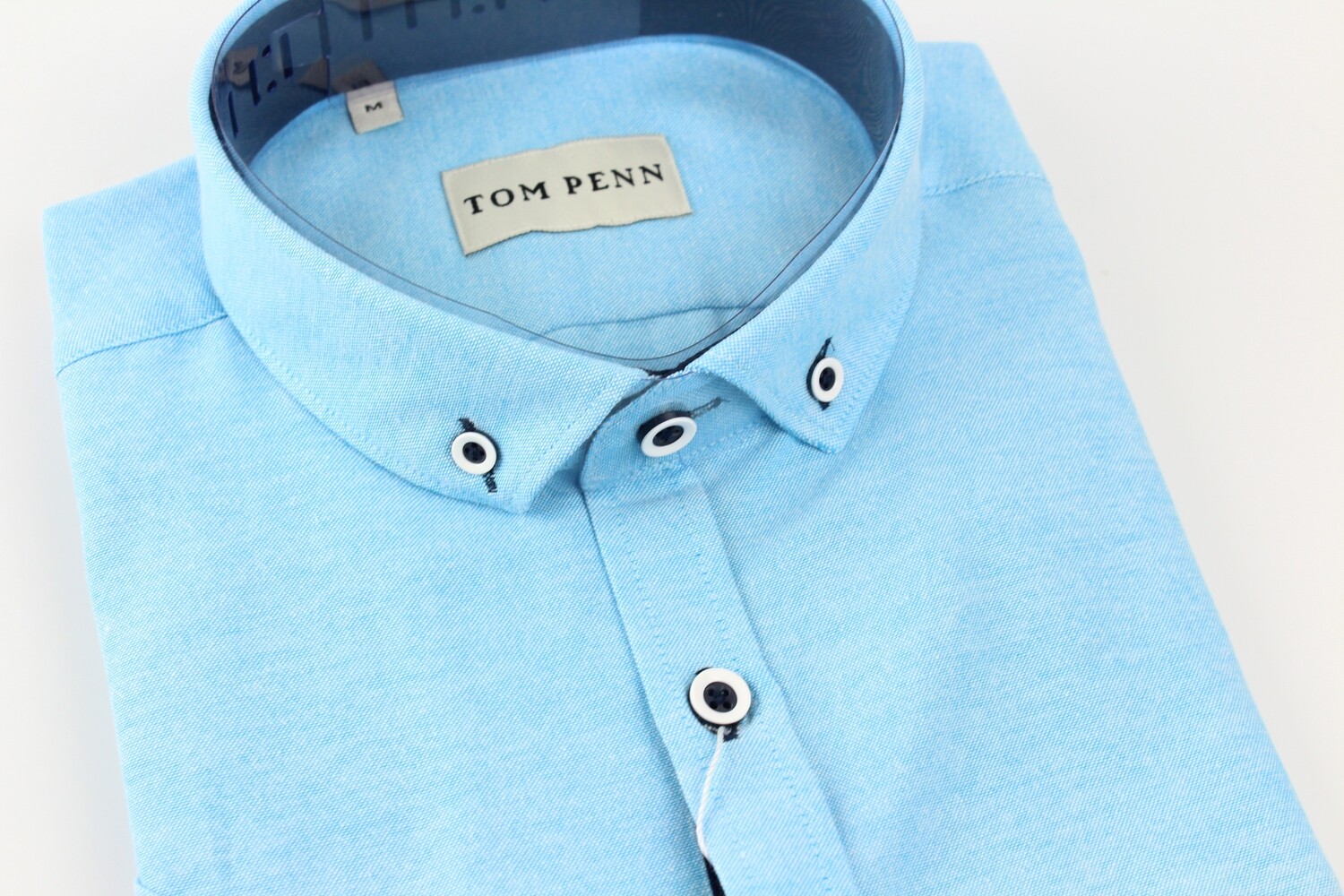 TOM PENN S/S SHIRT OXFORD TURQ TP828