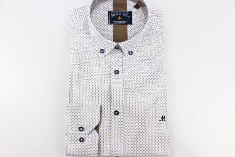 ML252236 DARVER PRINT SHIRT WHITE/TAN