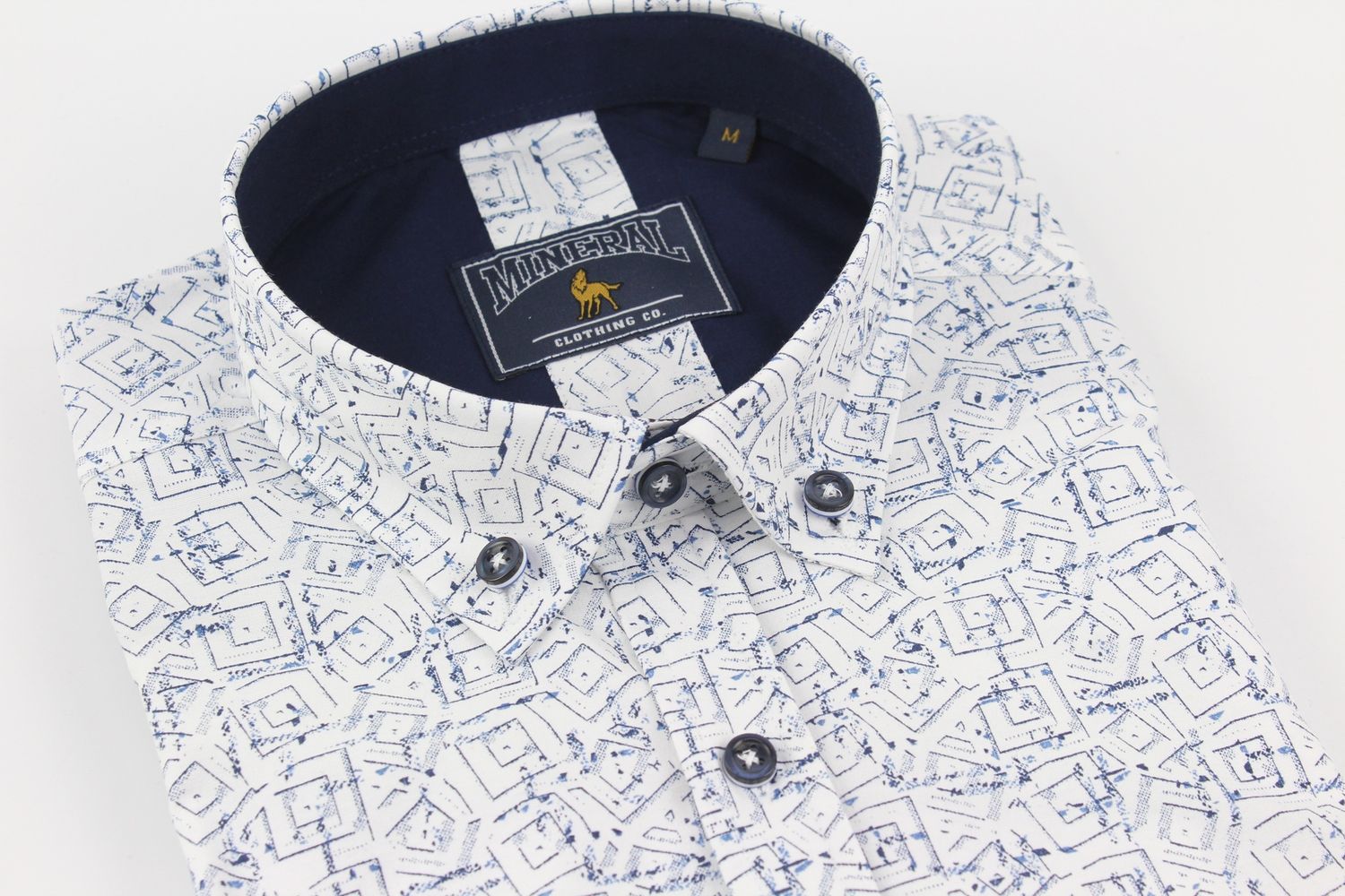 ML273134 SPARROW S/SLEEVE STRETCH SHIRT WHITE/NAVY