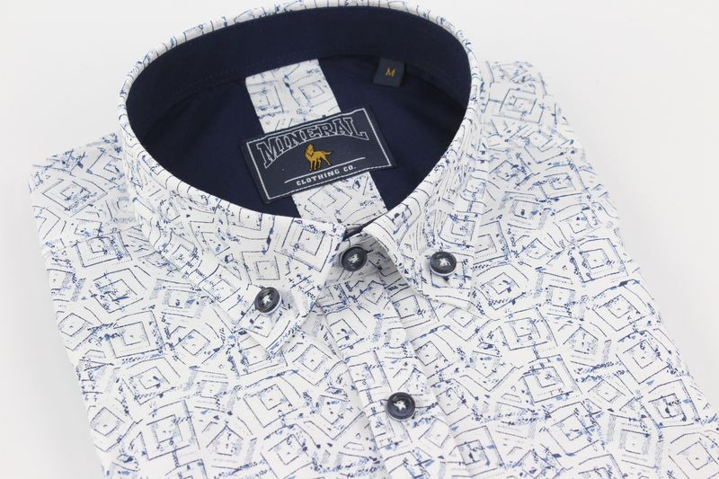 ML273134 SPARROW S/SLEEVE STRETCH SHIRT WHITE/NAVY