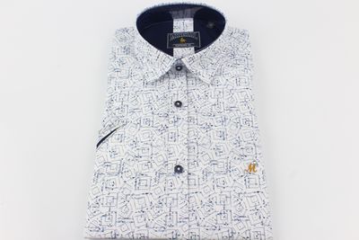 ML273134 SPARROW S/SLEEVE STRETCH SHIRT WHITE/NAVY