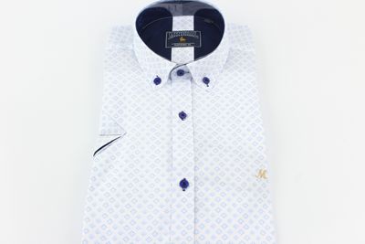 ML273113 LEANNE SS PRINT SHIRT WHITE/BLUE