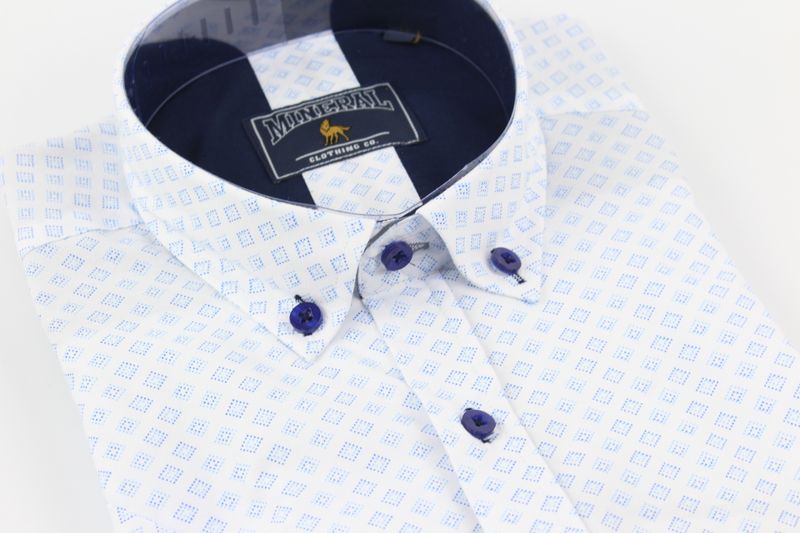 ML273113 LEANNE SS PRINT SHIRT WHITE/BLUE