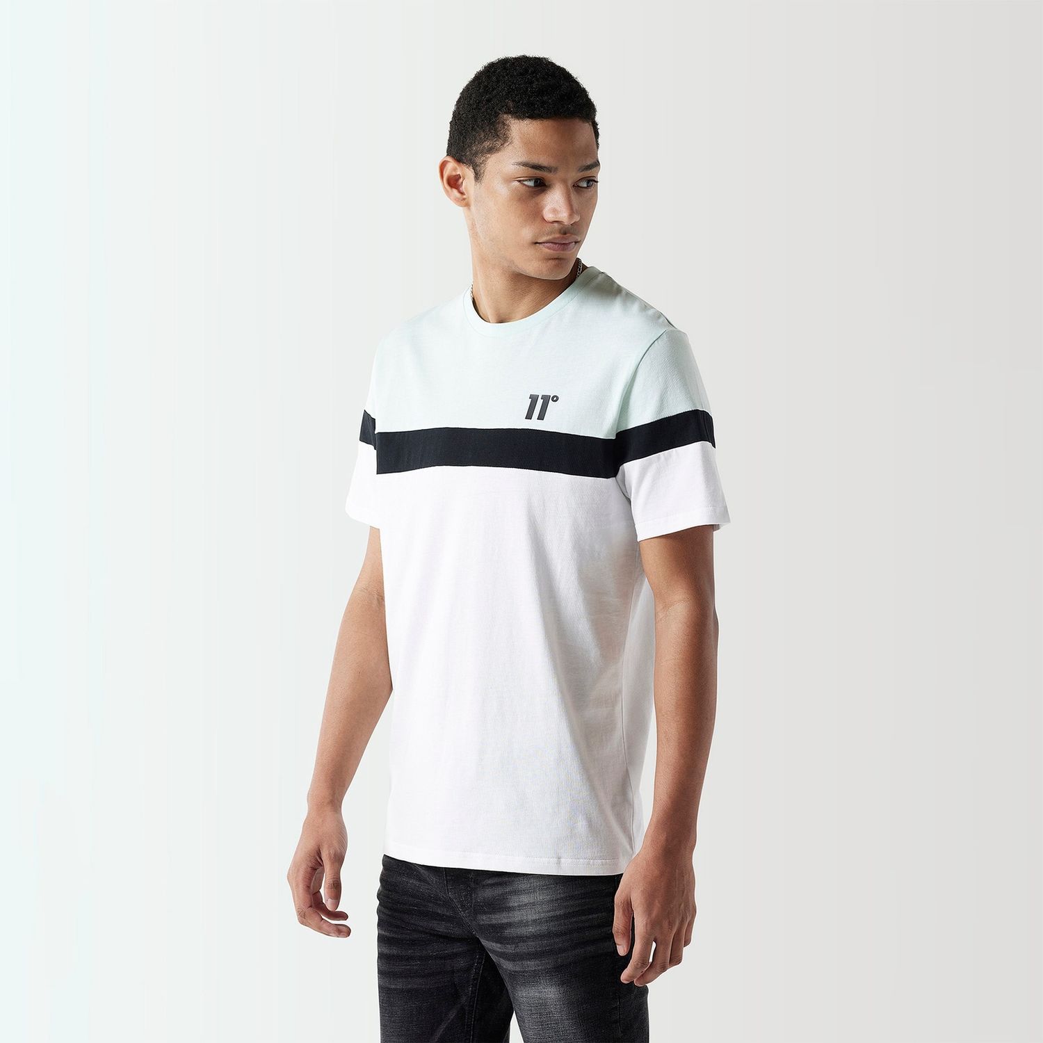 TRIPLE PANEL TEE SHIRT GLACIER GREEN /BLACK/WHITE