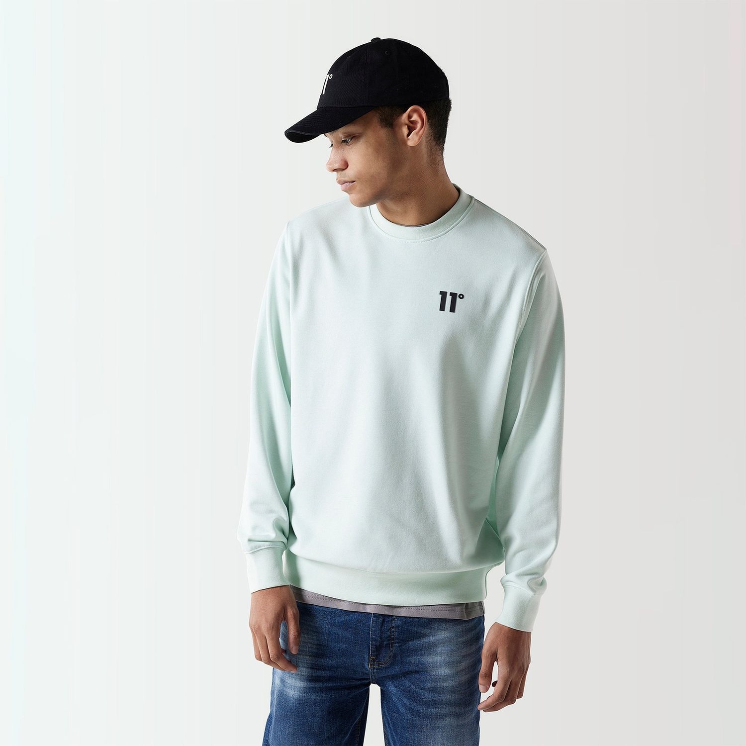 11D3190 452 11 DEGREES CORE SWEATSHIRT GLACIER GREEN