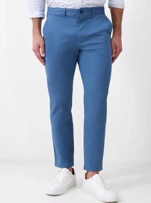 54DZF FRENCH CONNECTION STRETCH CHINO TROUSERS STEEL BLUE