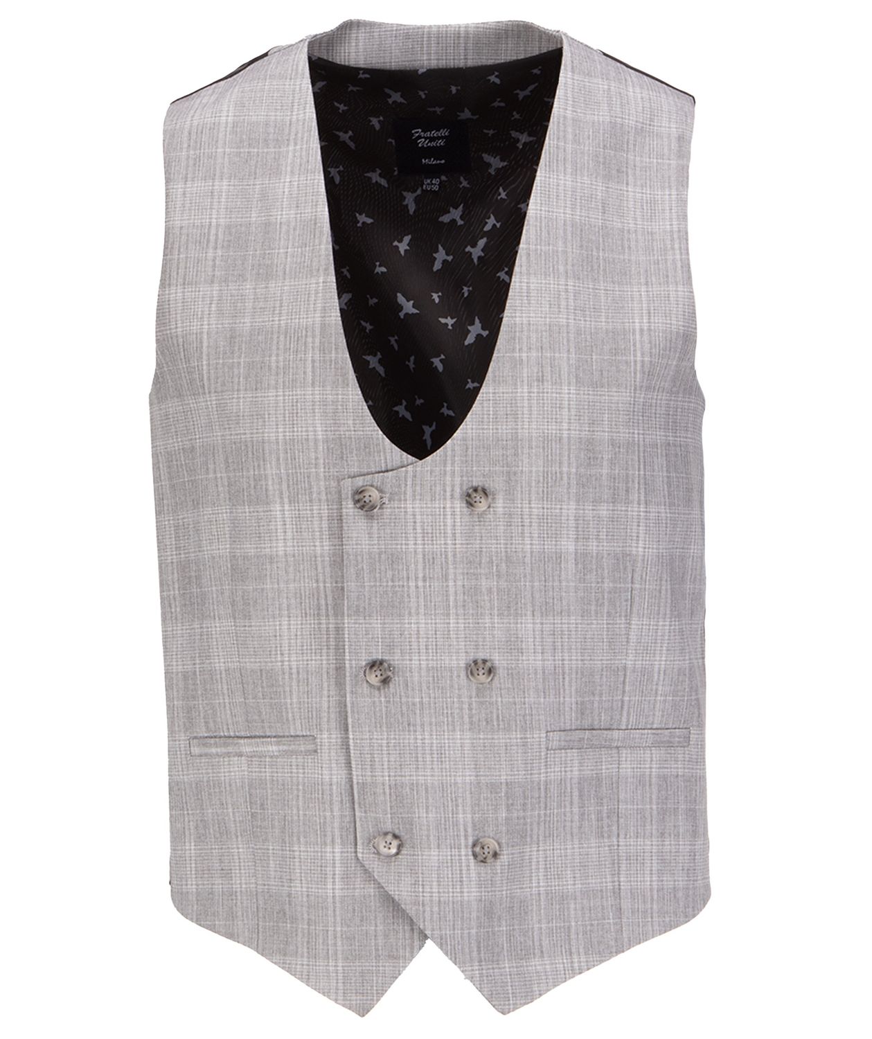 FWC1079 FRATELLI UNITI SELF CHECK WAISTCOAT GREY