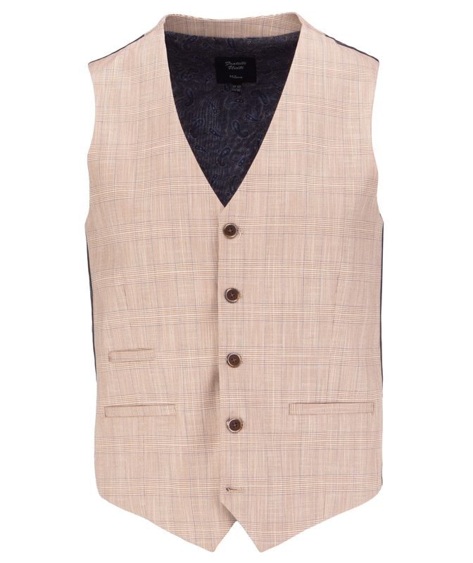 FRATELLI UNITI CHECK WAISTCOAT TAN FWC1080