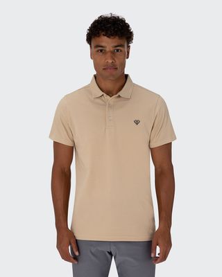 WALKER &amp; HUNT PIQUE STRETCH POLO SAND