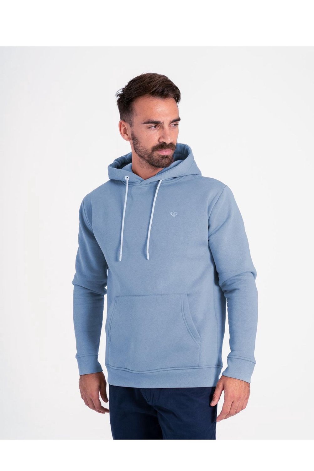 WALKER &amp; HUNT UNDERSTATED HOODIE INDIGO BLUE