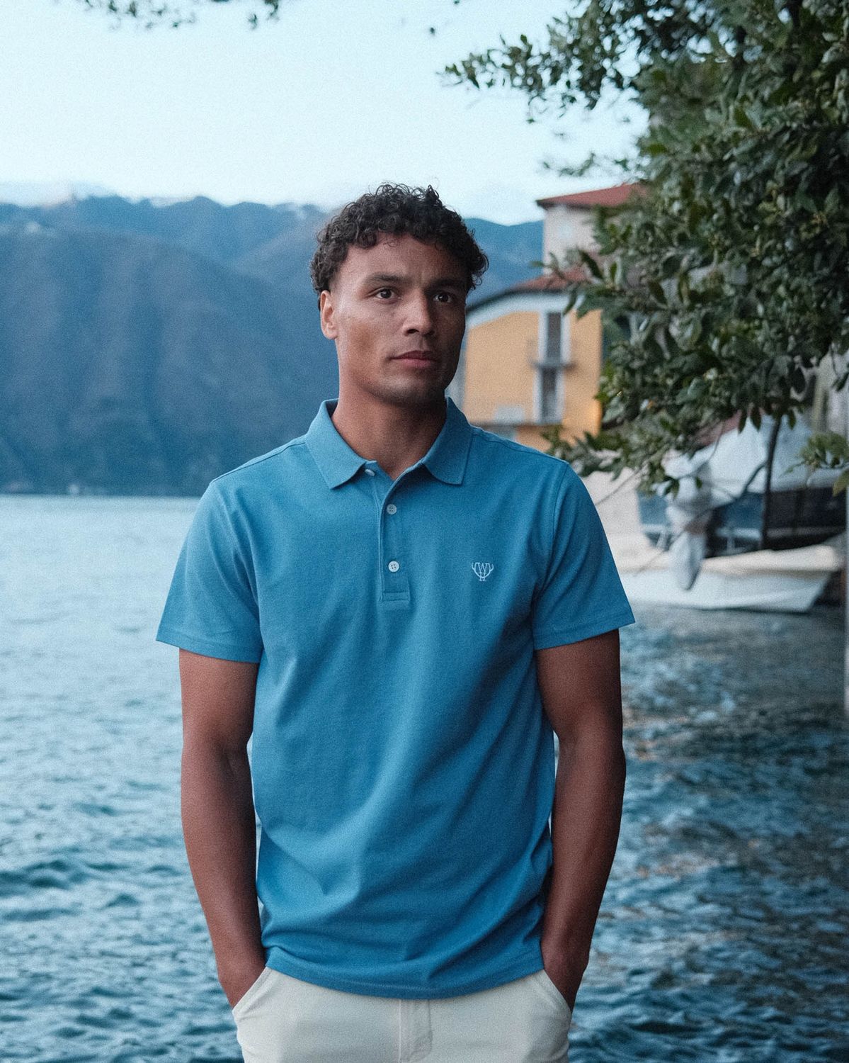 WALKER &amp; HUNT PIQUE STRETCH POLO MARINE BLUE