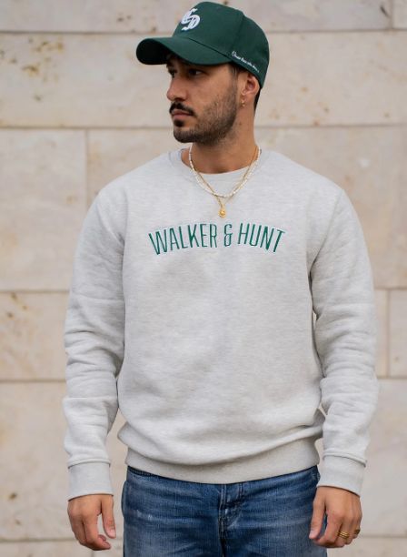 WALKER &amp; HUNT APPLIQUE SWEATSHIRT GREY SWEATSHIRT/GREEN