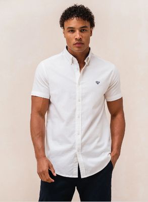 WALKER &amp; HUNT  SHORT SLEEVE OXFORD SHIRT WHITE 029 - 030
