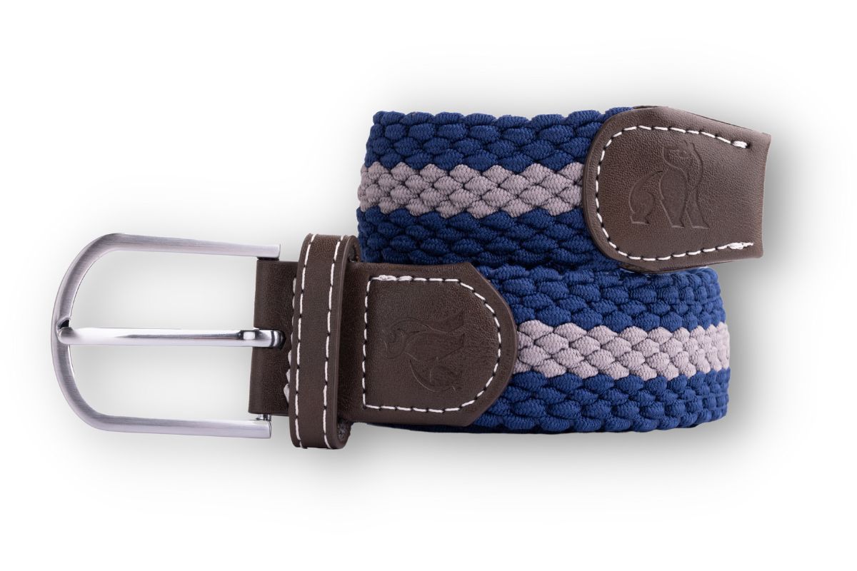 SWOLE PANDA SP RWB 56 NAVY/GREY STRIPE WOVEN BELT