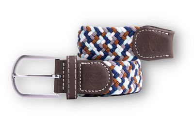 SWOLE PANDA SP RWB 55 NAVY/GREY/BROWN ZIGZAG WOVEN BELT