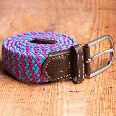 SWOLE PANDA SP RWB 28 BLUE/PINK ZIGZAG WOVEN BELT