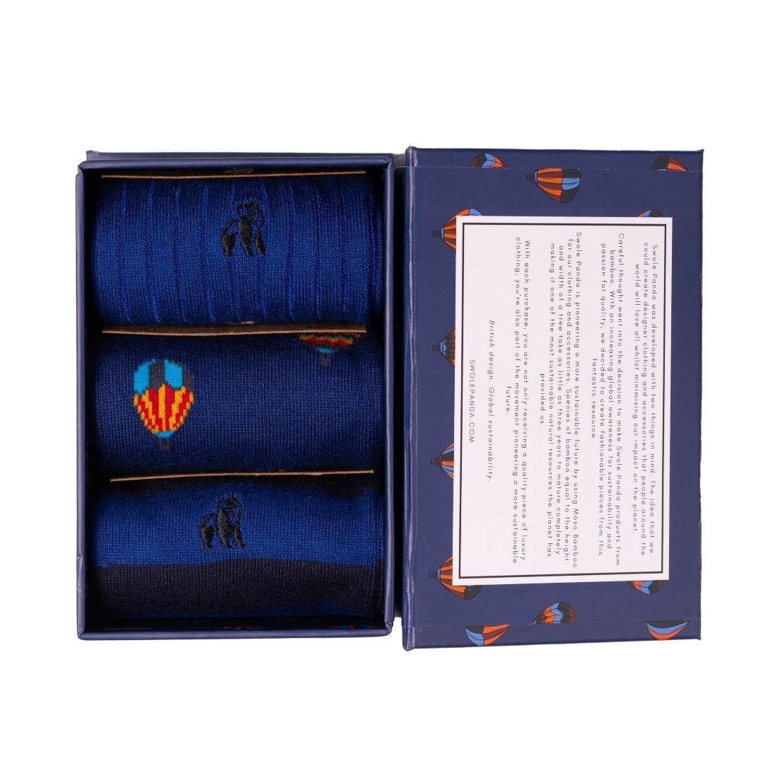 SWOLE PANDA SP028 3 20 L HOT AIR BALLOON GIFT BOX 3 PAIR SOCKS