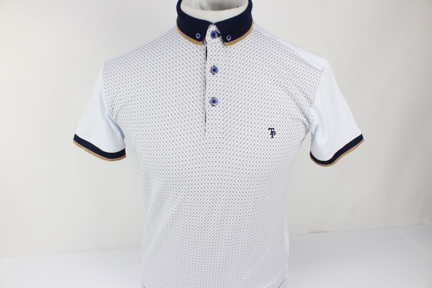 TOM PENN POLO PRINTED FRONT TPP931 WHITE