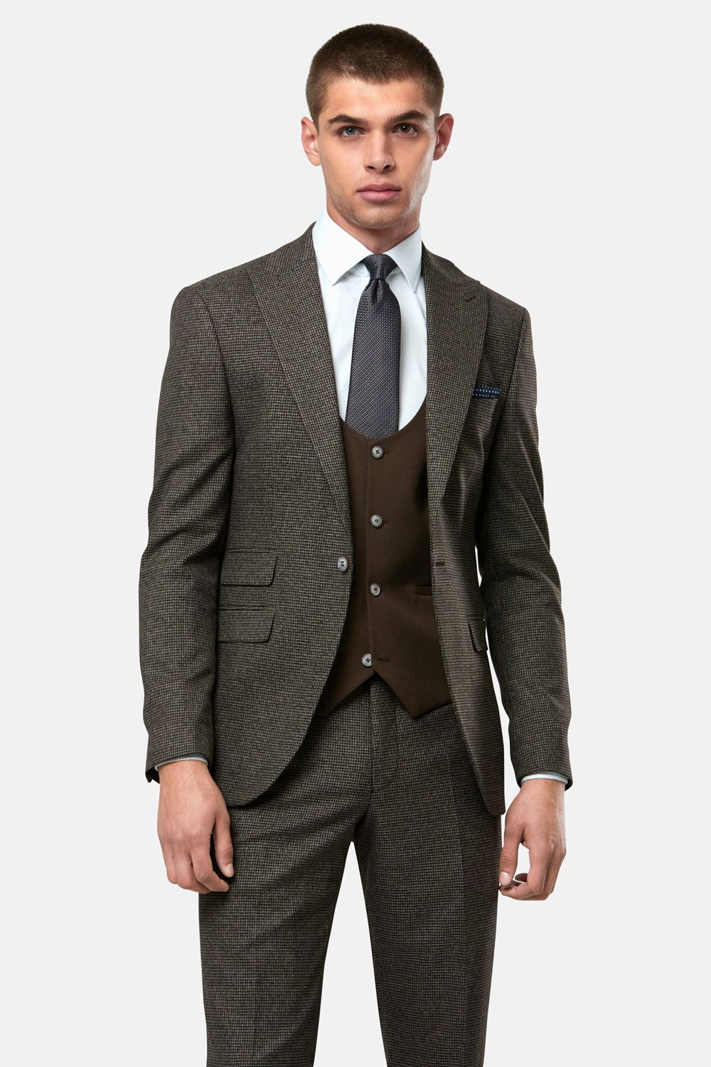 LONDON TRAVIS 3PC SUIT CHOCOLATE