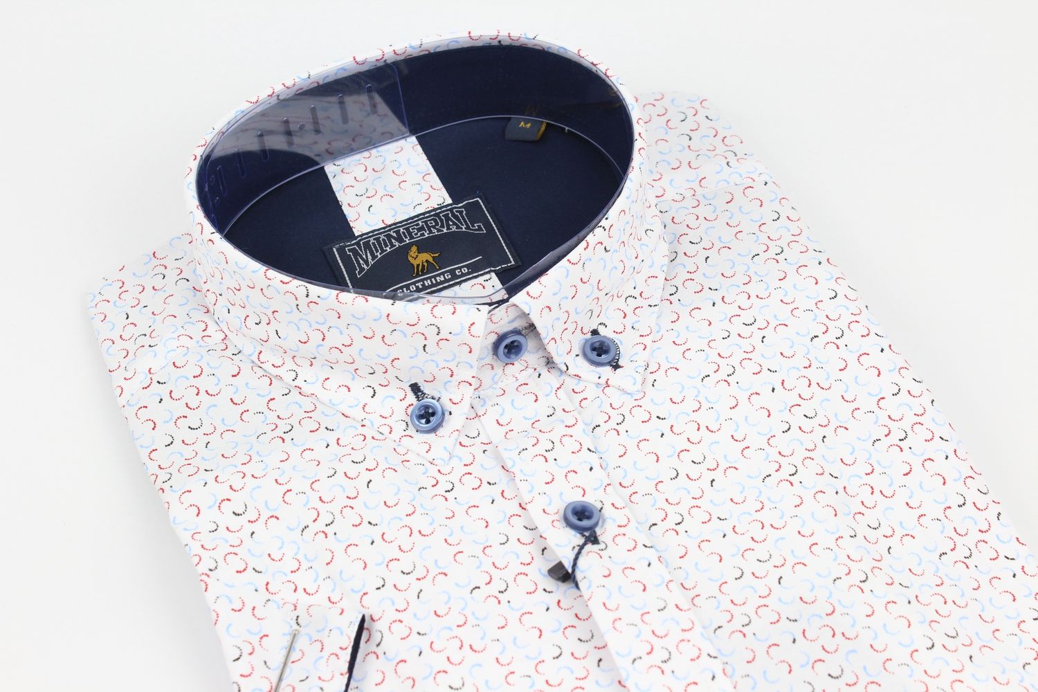 ML273137 CHARM SS PRINT SHIRT RED/SKY