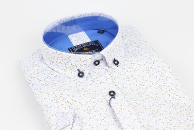 ML273137 CHARM SS PRINT SHIRT SKY/TAN