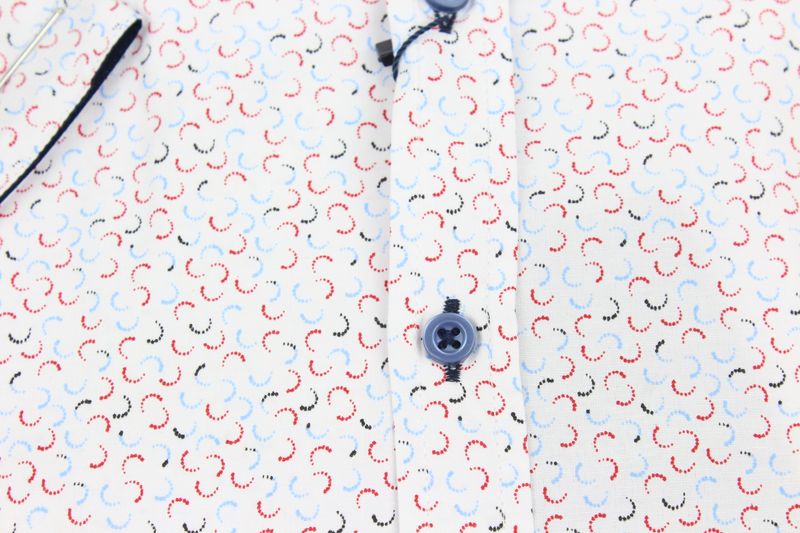 ML273137 CHARM SS PRINT SHIRT RED/SKY