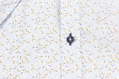 ML273137 CHARM SS PRINT SHIRT SKY/TAN