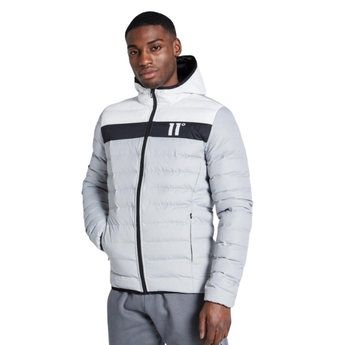 11D770 145 COLOUR BLOCK SPACE JACKET SILVER/WHITE/BLACK