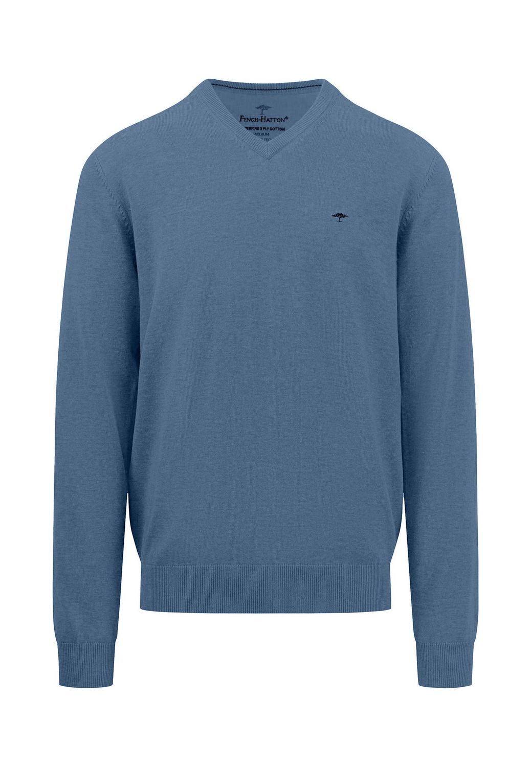 9414 211 FYNCH HATTON V NECK KNIT COL 625 CLOUD BLUE