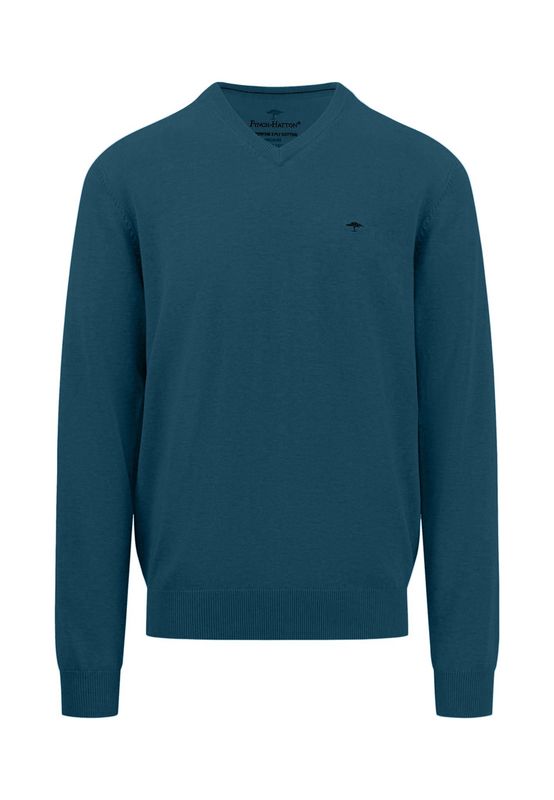 1414 211 FYNCH HATTON V NECK KNIT COL 624 DARK TEAL
