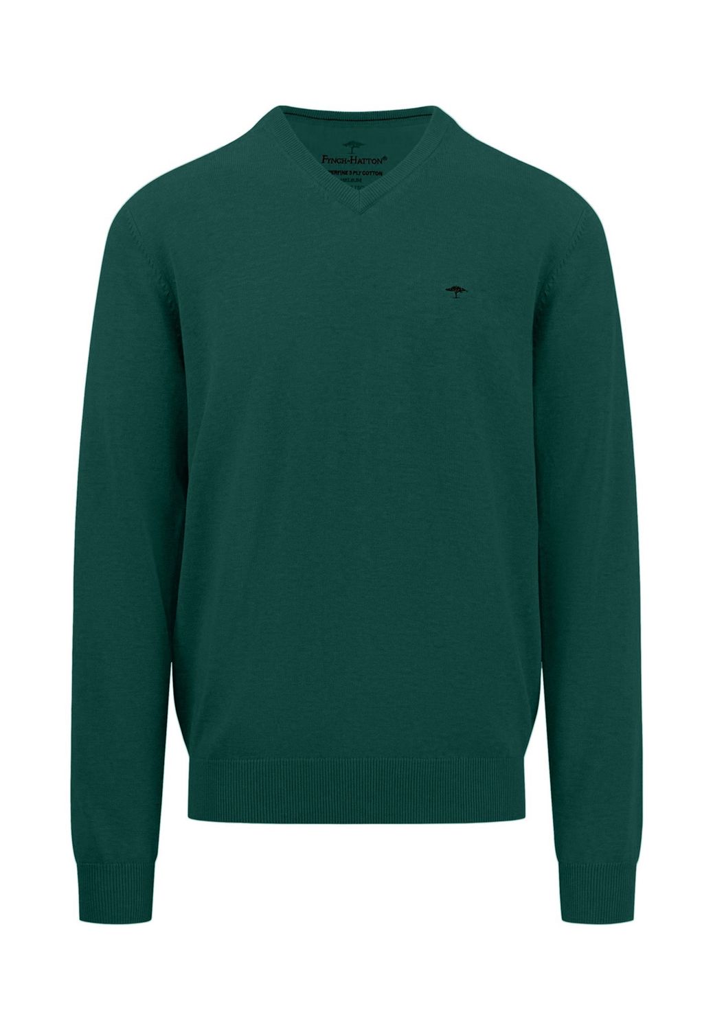 1414 211 FYNCH HATTON V NECK KNIT COL 707 DARK EMERALD