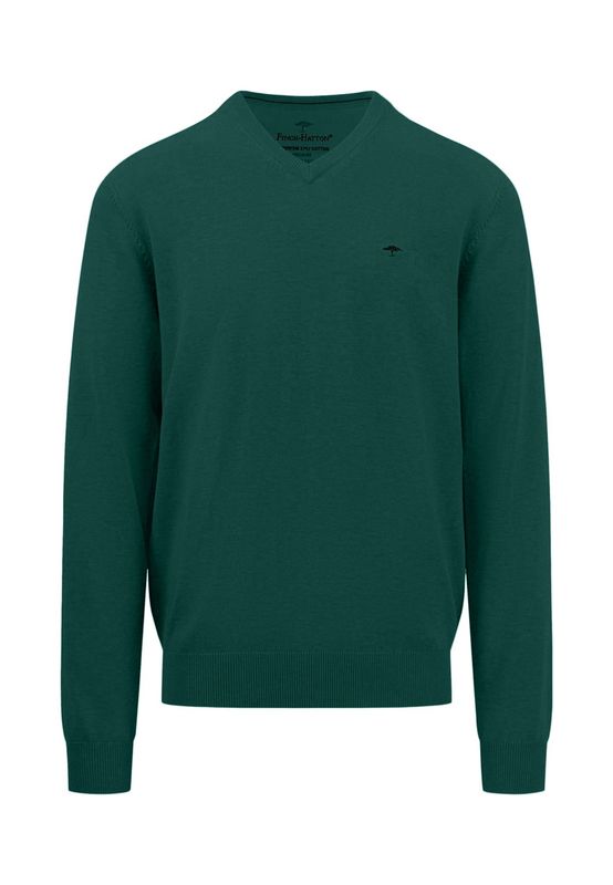 1414 211 FYNCH HATTON V NECK KNIT COL 707 DARK EMERALD