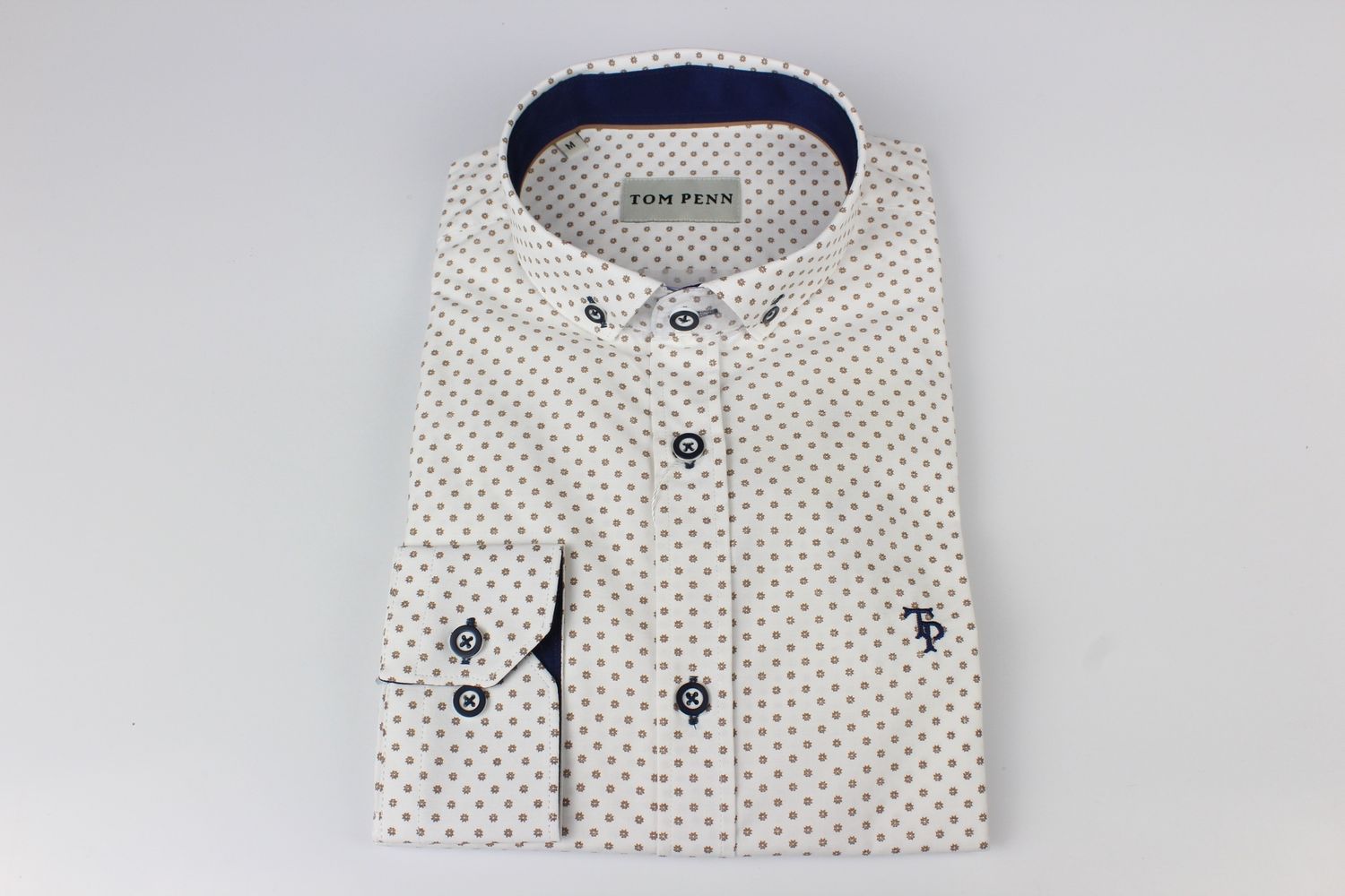 TOM PENN L/S SHIRT PRINT TP904 TAUPE