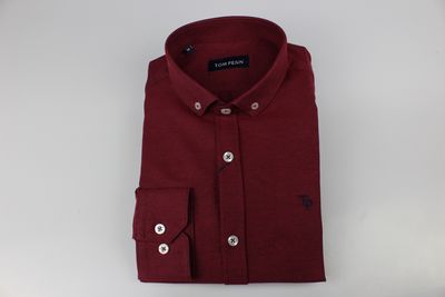 TOM PENN L/S SHIRT CLARET TP330