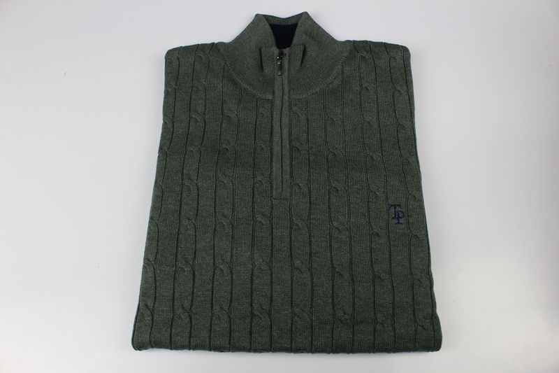 TOM PENN 1/4 ZIP OLIVE TP057K