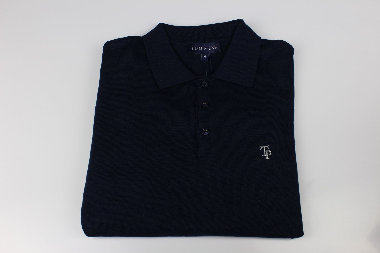 TOM PENN KNITTED POLO NAVY TP055