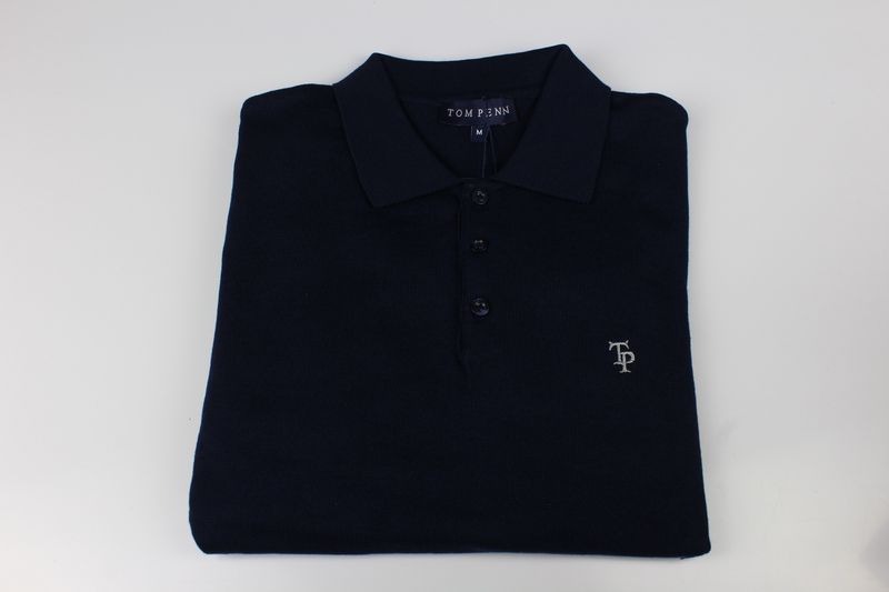 TOM PENN KNITTED POLO NAVY TP055