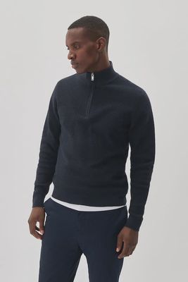 30207192 MALAGOON Z 1/4 ZIP 1940111 DARK NAVY MELANGE