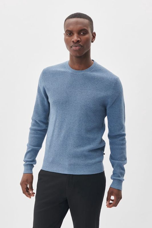 30207195 MALAGOON O NECK KNIT 1840201 CAPTAINS BLUE MELANGE