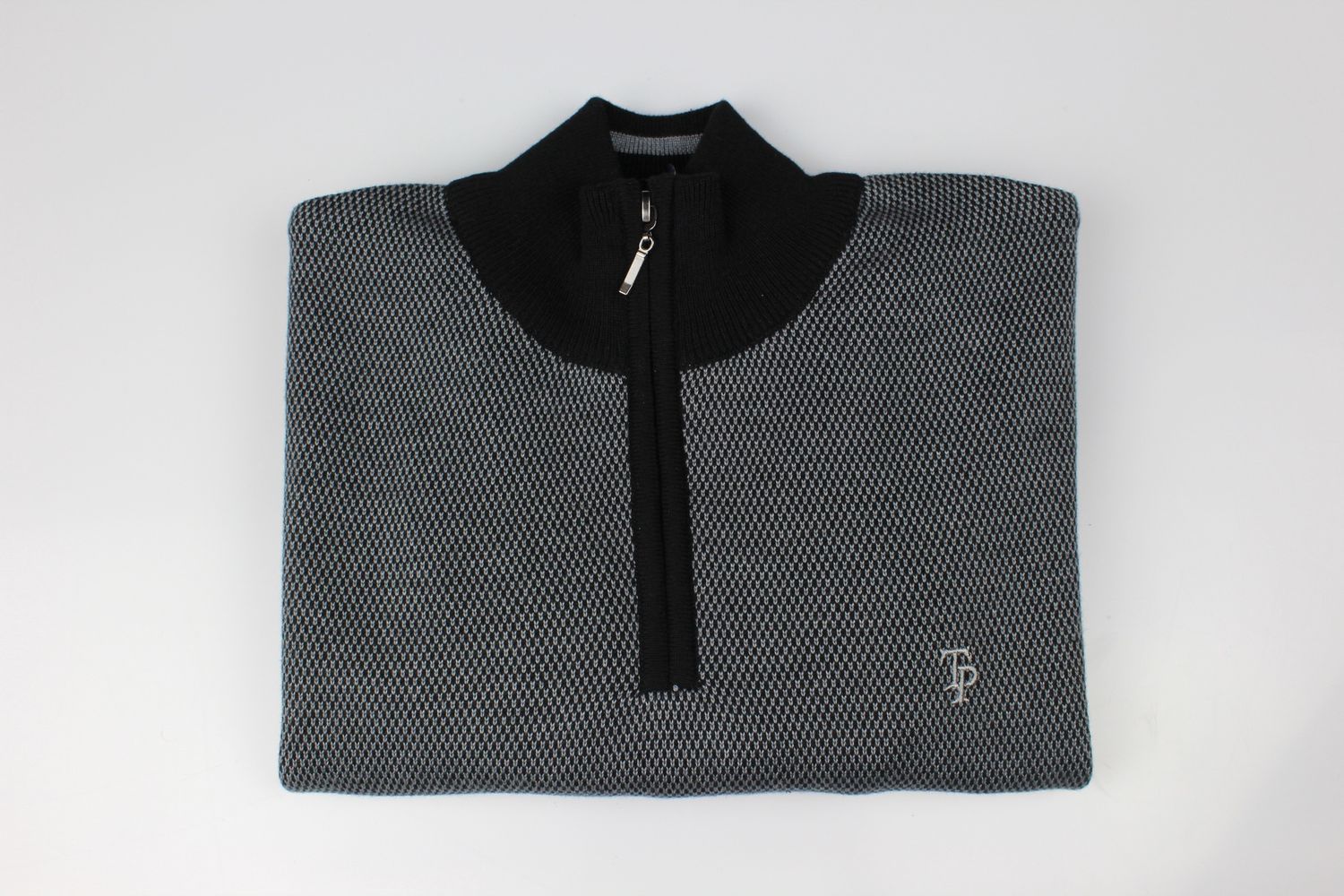 TOM PENN 1/4 ZIP BLK/G TP056K