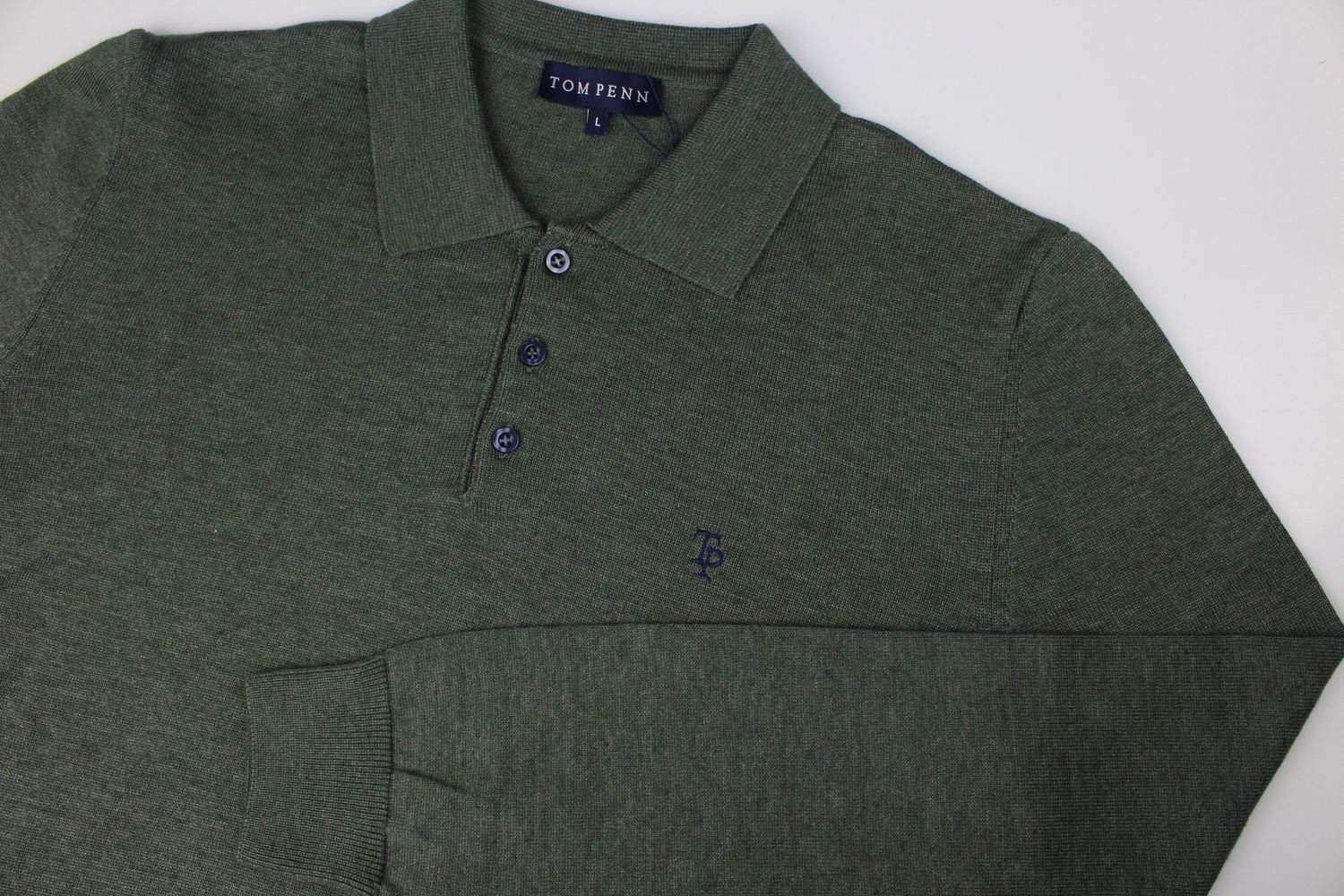 TOM PENN KNITTED POLO OLIVE TP055