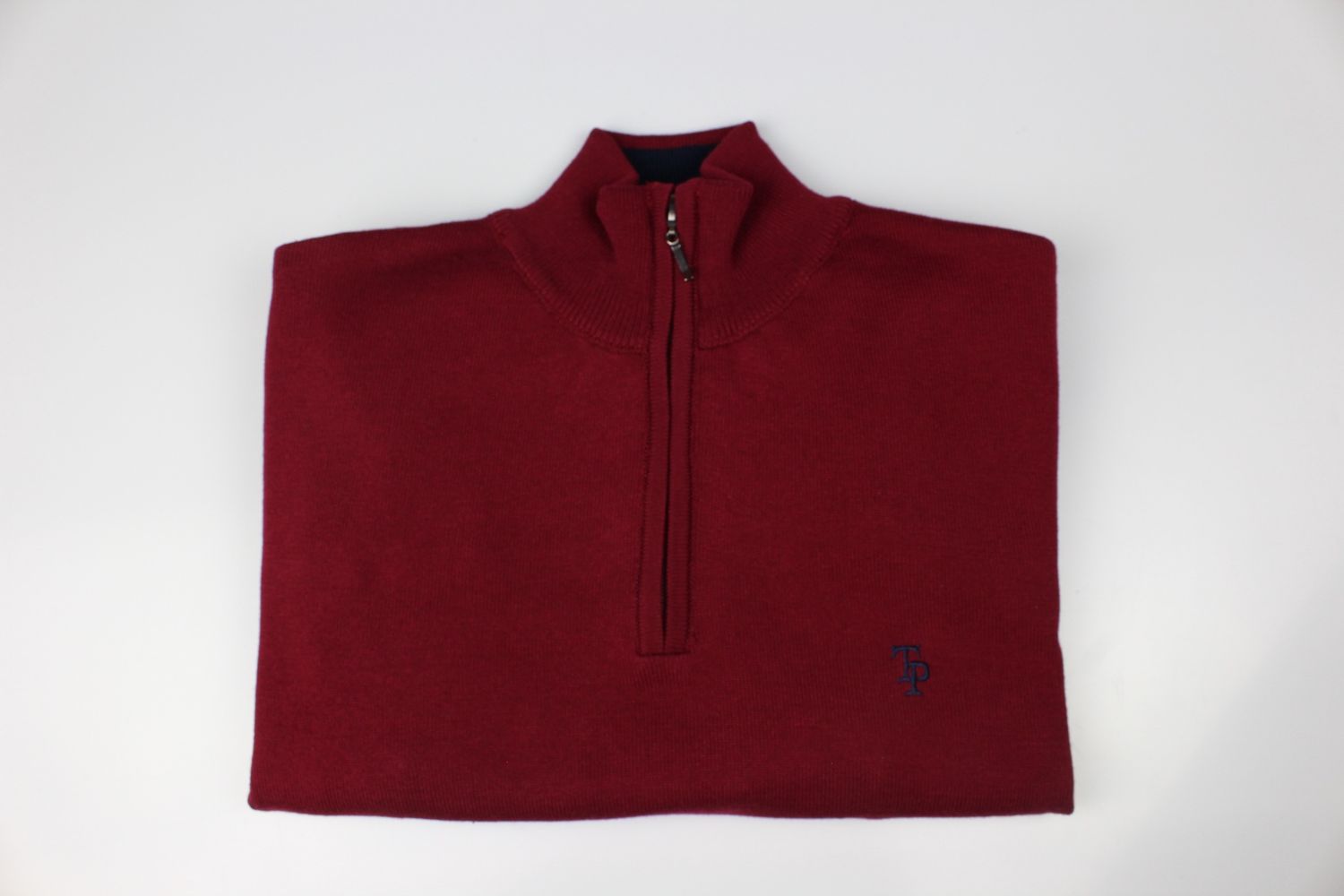 TOM PENN 1/4 ZIP DK RED TP052K