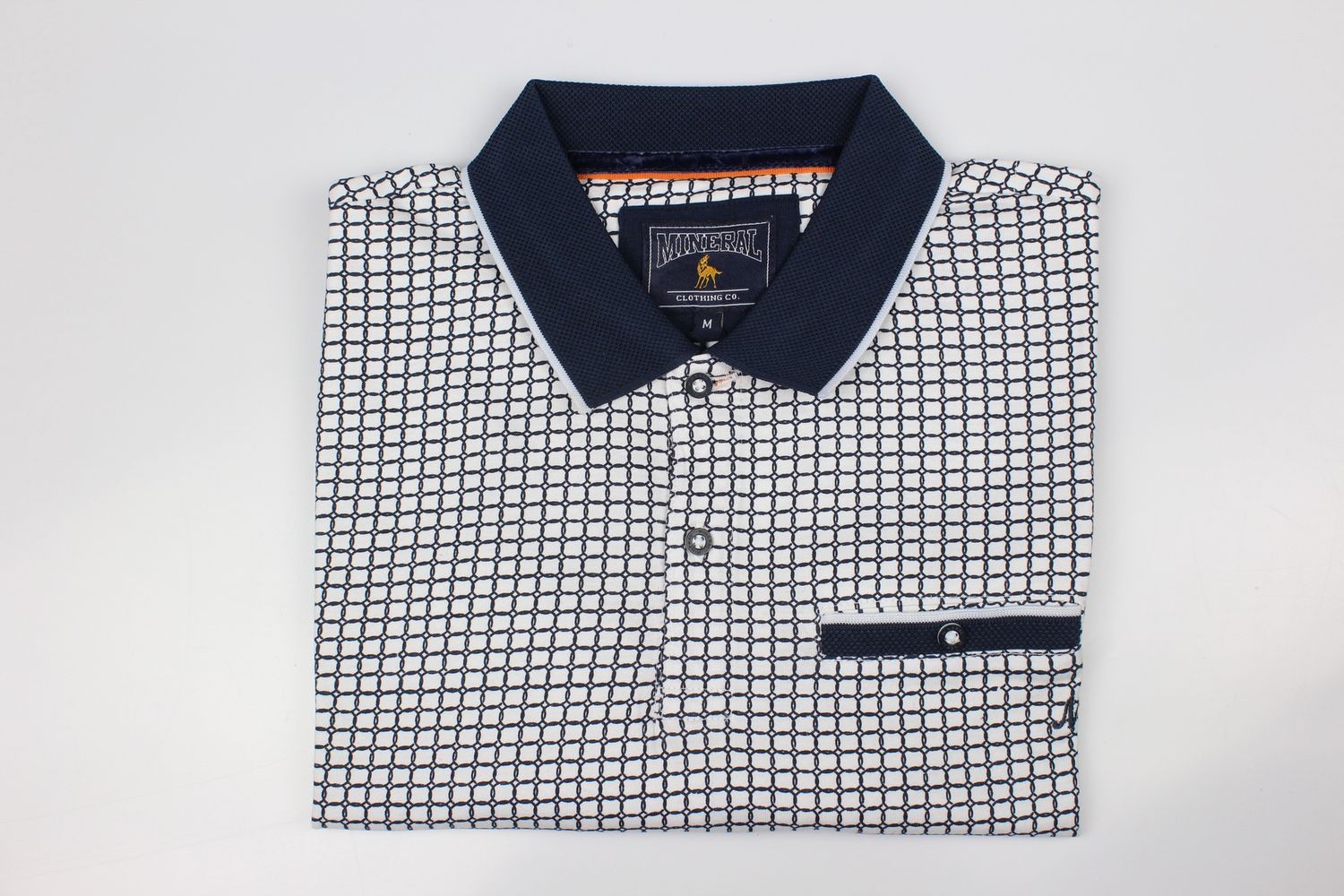 ML211512 MERC AOP POLO ECRU/NAVY