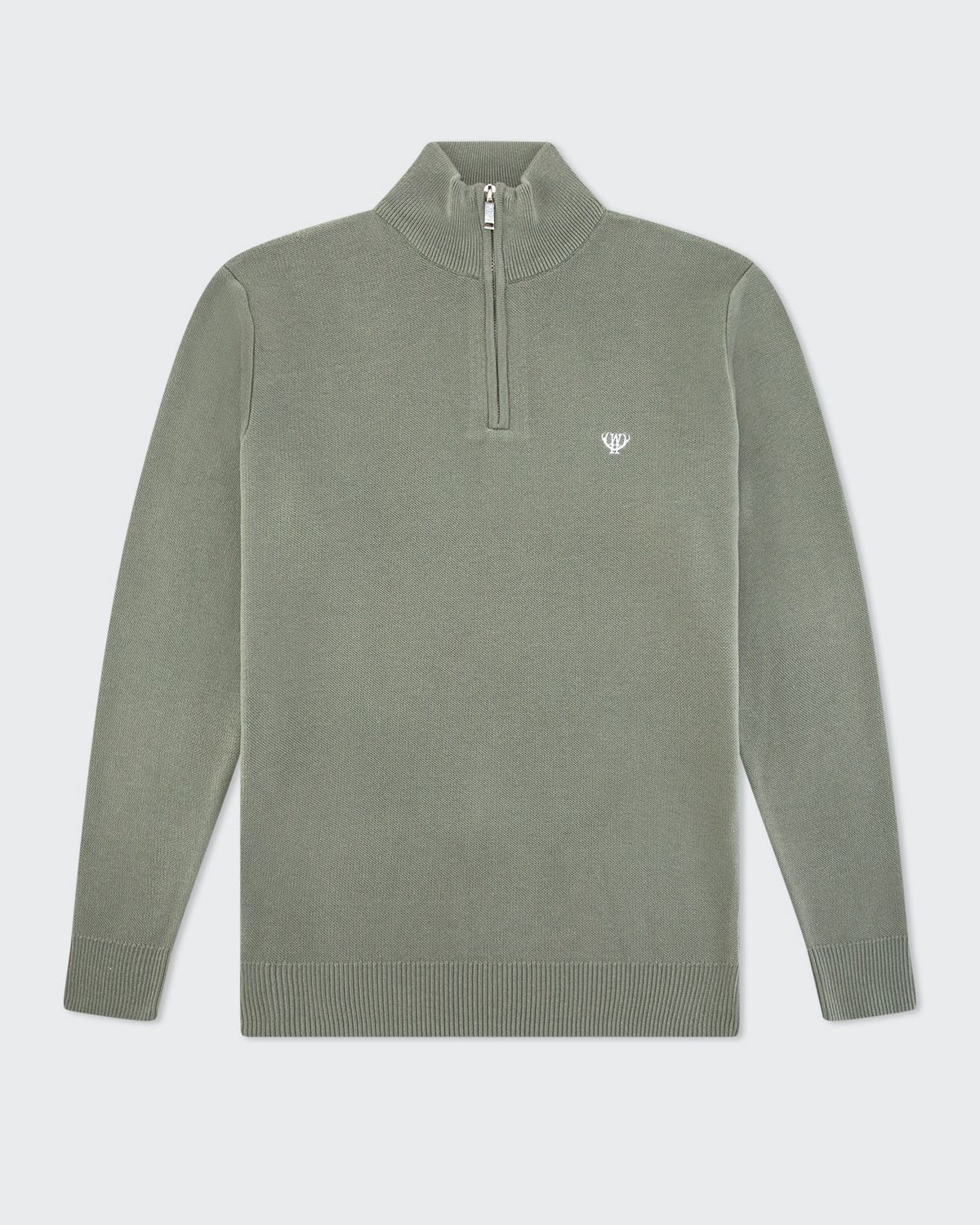 WALKER AND HUNT KHAKI KNITTED 1/4 ZIP