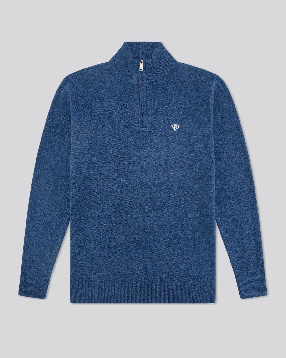 WALKER AND HUNT MID BLUE KNITTED 1/4 ZIP