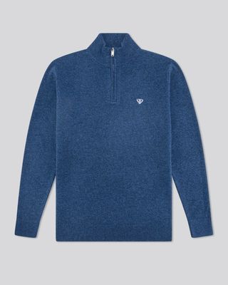 WALKER AND HUNT MID BLUE KNITTED 1/4 ZIP