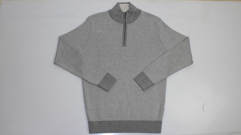 ML351470 RIVER 1/4 ZIP KNIT ECRU/GREY