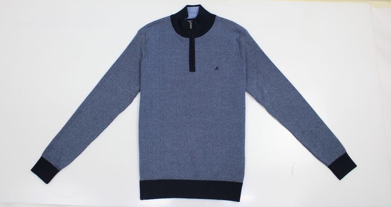 ML351470 RIVER 1/4 ZIP KNIT L BLUE/NAVY