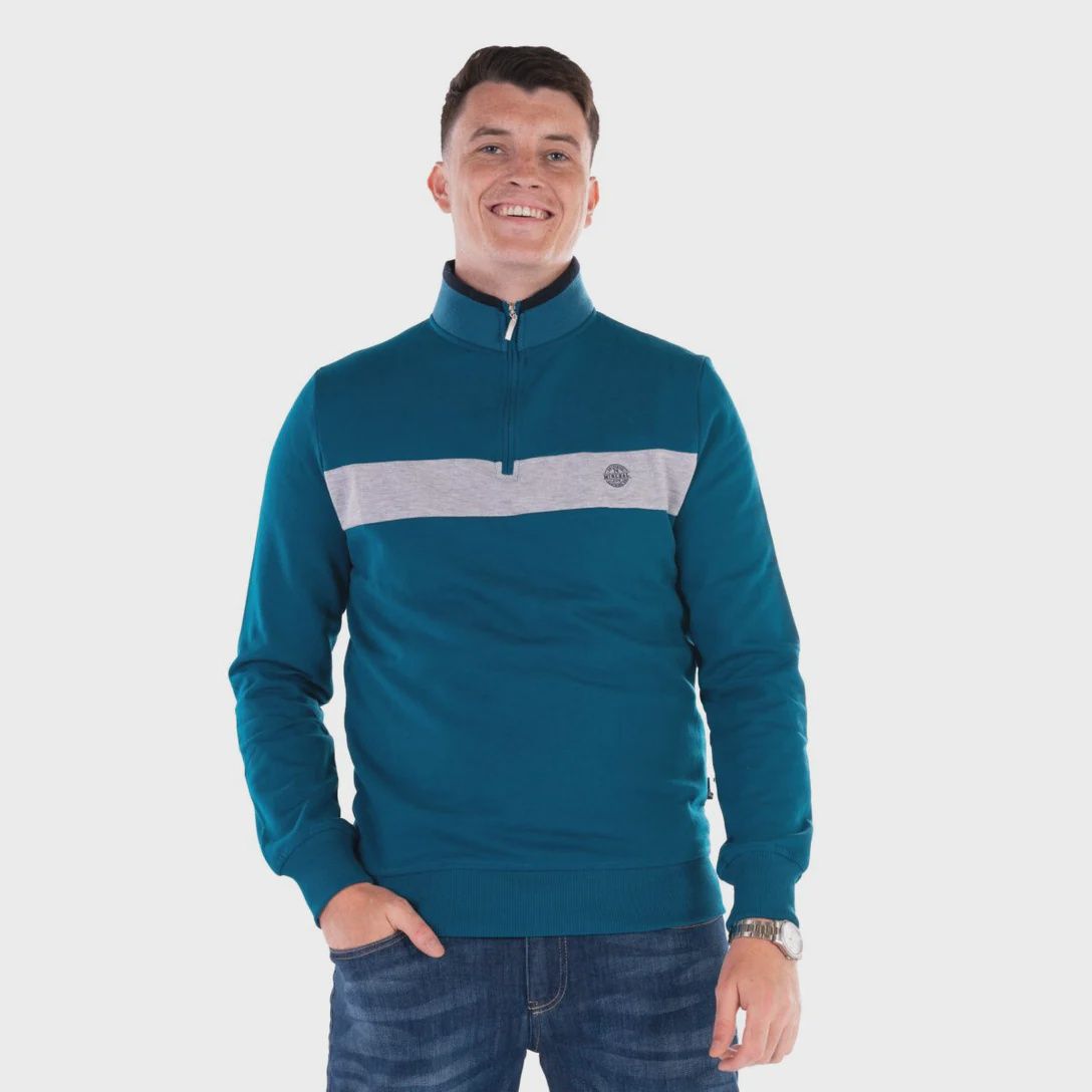 RUDDOCK QUARTER ZIP PANEL FLEECE ML301480 TEAL