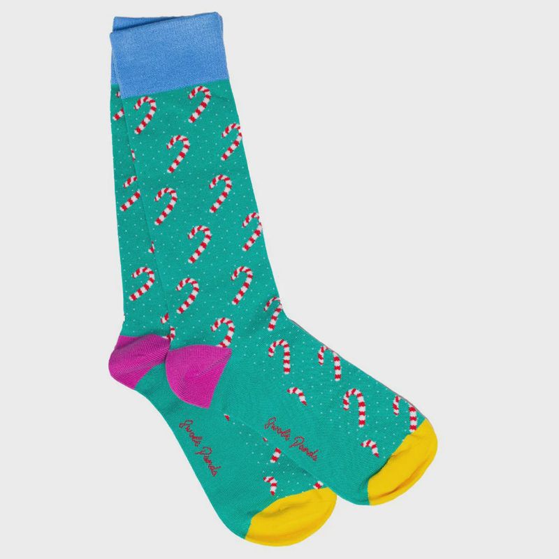 SP463 SWOLE PANDA CANDY CANE SOCKS